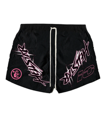 Hellstar Studios Waxed Nylon Athletic Shorts Black