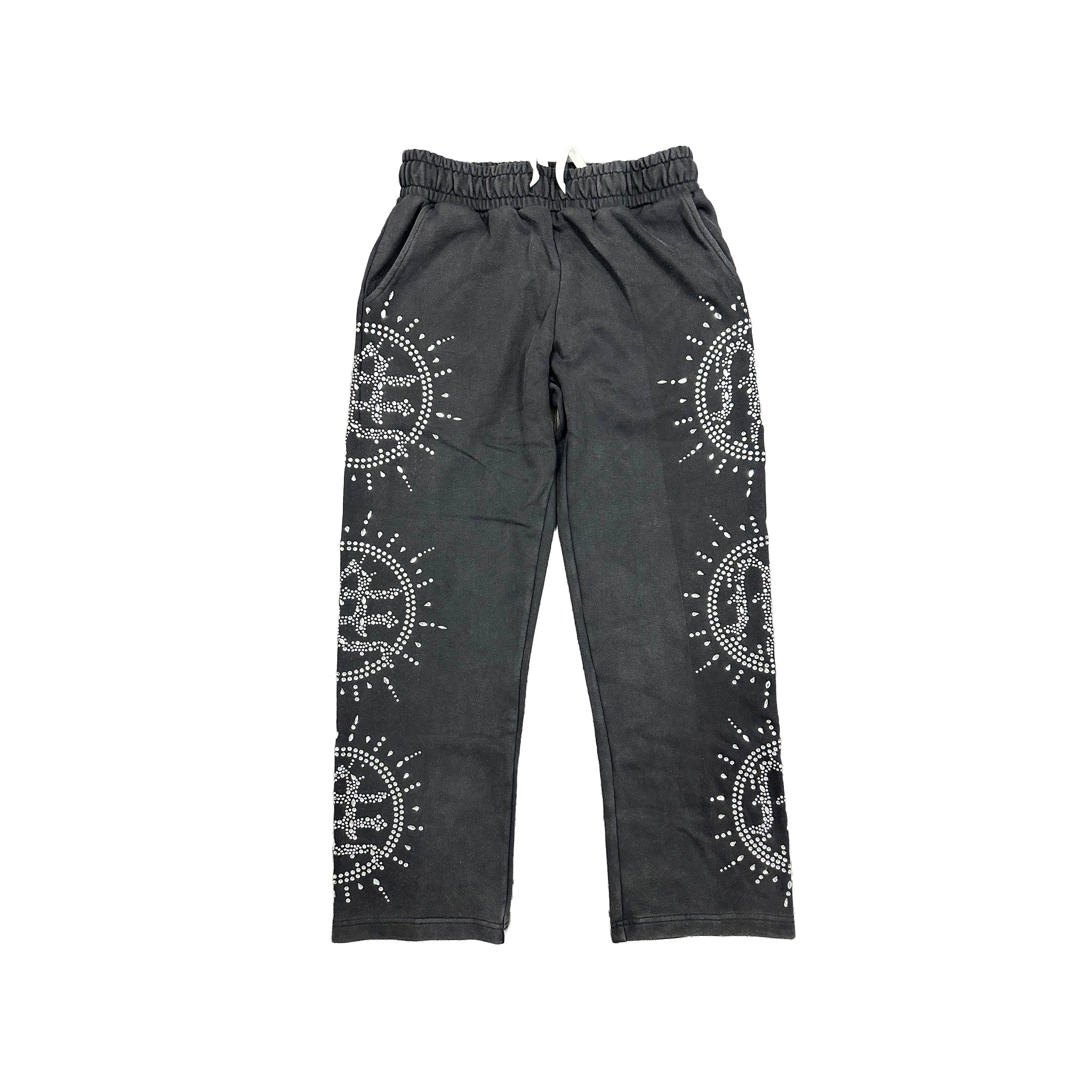 ‘Eclipse’ Black Acid Wash Rhinestone Sweats